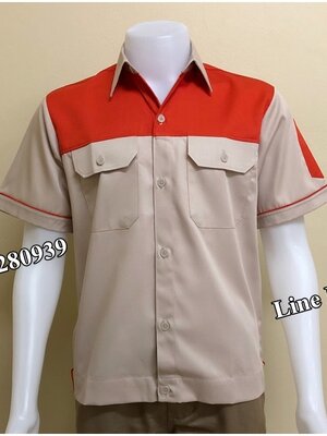 เสื้อช่างแขนสั้นแบบครีมอกส้ม (รหัส A82)