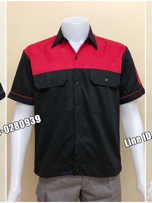 เสื้อช็อปแขนสั้นแบบดำอกแดง (รหัส A75 )