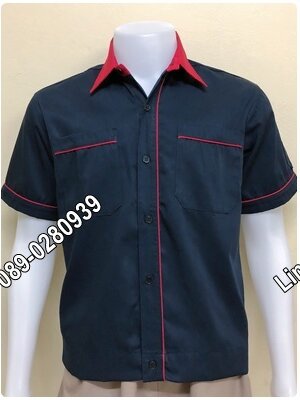 เสื้อช็อปแขนสั้นแบบกรมกุ้นแดง (รหัส A2)