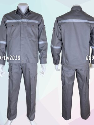 ชุดช่างแจ็คเก็ตแขนยาวผ้าเวสปอยท์ 4 กระเป๋าสีเทา (ติดสะท้อนแสง) กางเกงช่างผ้าเวสปอยท์ 7 กระเป๋าสีเทา