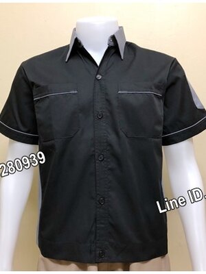 เสื้อช็อปแขนสั้นแบบดำข้างเทา (รหัส A27)