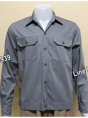 เสื้อช็อปแขนยาวผ้าคอมแบบสีเทาล้วน (รหัส A61)