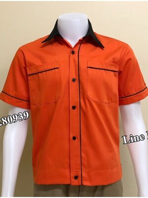 เสื้อช็อปแขนสั้นแบบส้มกุ้นดำ (รหัส A92)