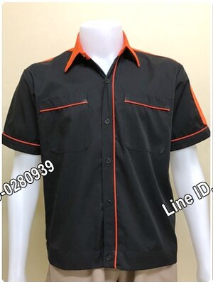 เสื้อช็อปแขนสั้นแบบดำบ่าส้ม (รหัส A41)