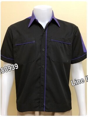 เสื้อช็อปแขนสั้นแบบดำบ่าม่วง (รหัส A56)