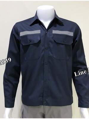 เสื้อช็อปแขนยาวแบบสีกรมท่าติดสะท้อนแสง (รหัส A109)