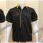 เสื้อช็อปแขนสั้นแบบดำข้างเหลืองกระดุมซ่อนสาบ (รหัส A17)