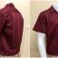 เสื้อช็อปแขนสั้นแบบกระเป๋าเดียวเอวจั้มสีเลือดหมูล้วน (รหัส A12)