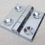 บานพับ Hinge 60x60 mm Zinc alloy หนา 6 mm ระยะรู 35x35 mm, รูยึด 6.5 mm (สีเงิน)