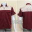 เสื้อช็อปแขนสั้นแบบเลือดหมูอกครีม (รหัส A76)