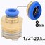 PC8-04: 8mm to 1/2BSP (20.5mm) Pneumatic Fittings Brass Quick Connectors