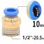 PC10-04: 10mm to 1/2BSP (20.5mm) Pneumatic Fittings Brass Quick Connectors
