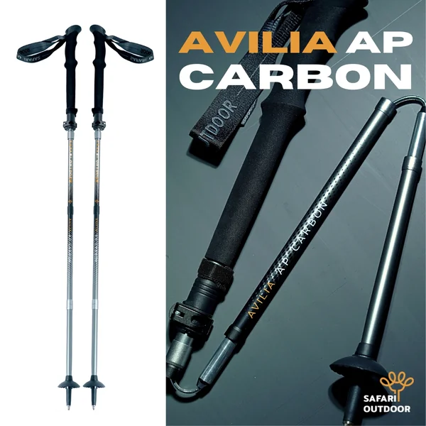 SAFARI ไม้เท้าเดินป่า น้ำหนักเบา พับ 3 ท่อน AVILIA AP Carbon Fiber Foldable 105-125 cm